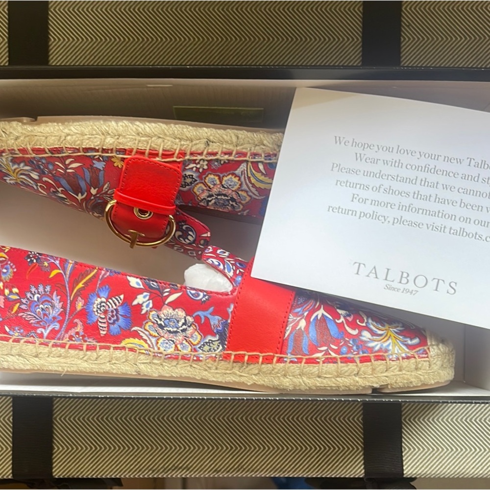 Talbots Red Flats Espadrille Style
